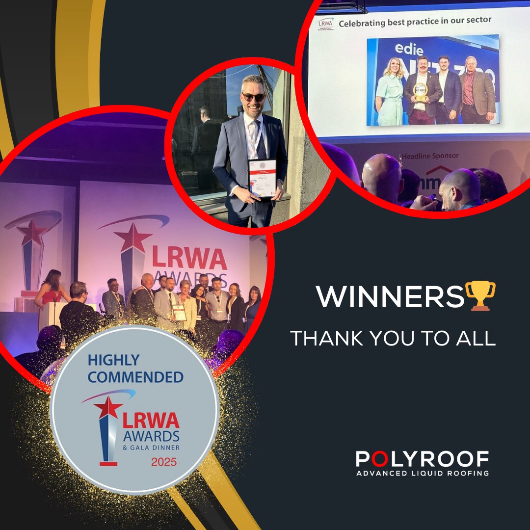 We had a fantastic day at the LRWA Awards 2025 yesterday! 🏆🎉⭕

On behalf of everyone at Polyroof, we would like to pay special thanks to everyone who made these award wins possible.

#LRWAAwards2025 #liquidwaterproofing #constructionawards