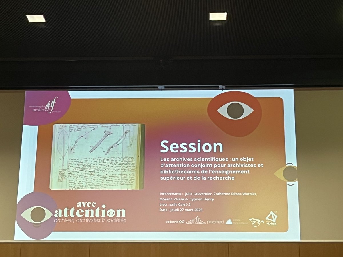 Deuxième journée du forum des archivistes très enrichissante après la visite des AD j’ai pu assister à une session sur les archives de la recherche vraiment passionnante. 
J’en ai également profité pour renouer des contacts avec les collègues d’autres services !
 #aafrennes2025