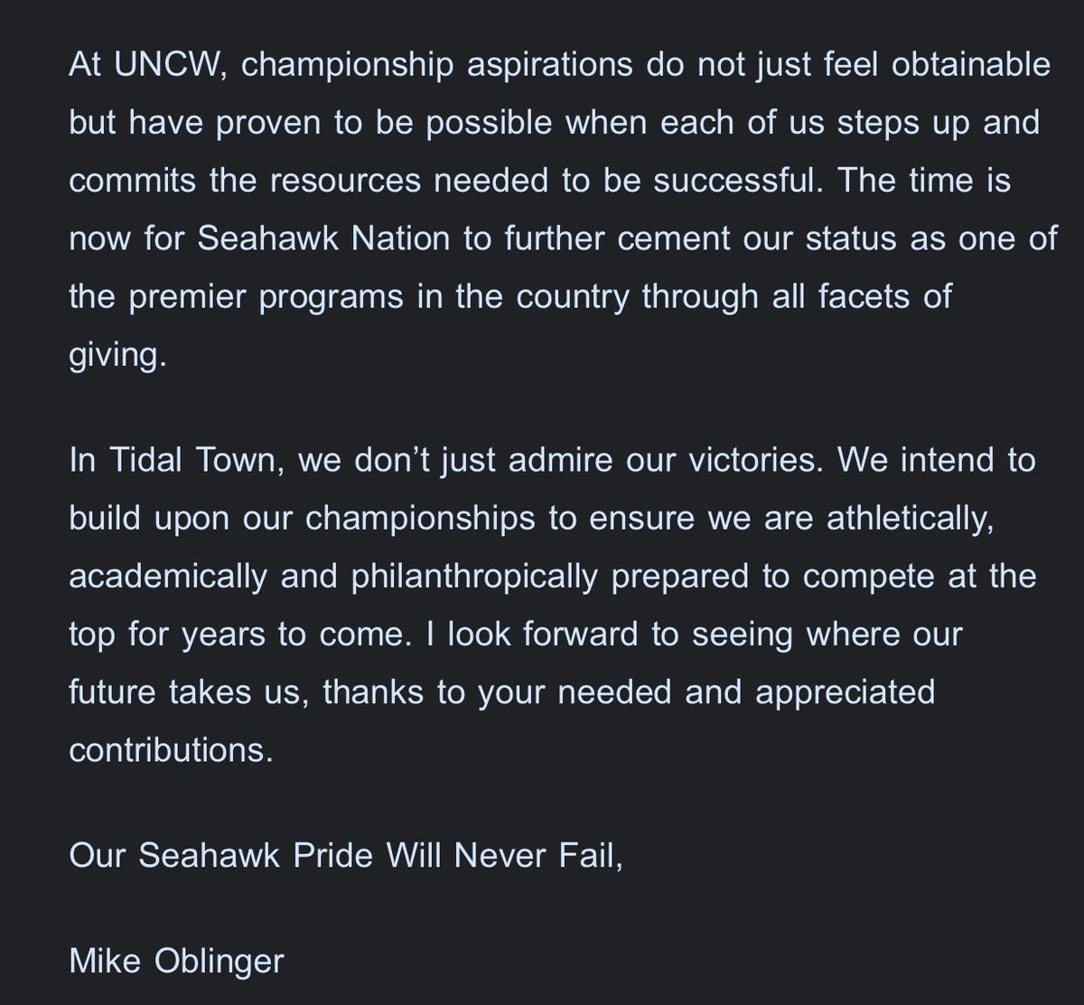 The Seahawk Perch (@theseahawkperch) on Twitter photo .<a href="/MichaelOblinger/">Michael Oblinger</a> just sent out a note to all Seahawk Club members with reminders on how to support.
Quickest way is to hit the <a href="/OneSeahawkNIL/">OneSeahawk Collective</a> Chip in for the Champs link: pay.micampblue.com/2025CAAChamps
I’m making a donation in honor of <a href="/smoothmel_3/">MeLo.3</a>’s CAA tourney. Who’s with me? .<a href="/MichaelOblinger/">Michael Oblinger</a> just sent out a note to all Seahawk Club members with reminders on how to support.
Quickest way is to hit the <a href="/OneSeahawkNIL/">OneSeahawk Collective</a> Chip in for the Champs link: pay.micampblue.com/2025CAAChamps
I’m making a donation in honor of <a href="/smoothmel_3/">MeLo.3</a>’s CAA tourney. Who’s with me?
