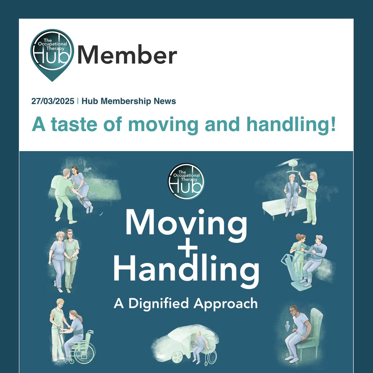 theOThub's tweet image. 📩 March News: We launched a new OT #CPD Course! It includes insight &amp;amp; theoretical foundations underpinning effective #MovingandHandling techniques, emphasising dignity &amp;amp; safety. Read about this/other latest resources: theOThub.com/members (or check inbox) #OccupationalTherapy