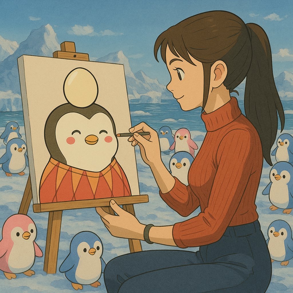 This is my dream. Painting a <a href="/pudgypenguins/">Pudgy Penguins</a> art surrounded by cute lil penguins on an iceberg 🐧 🖼️ 

And i will make it happen one day! I am a delusional pengu artist ✍🏻