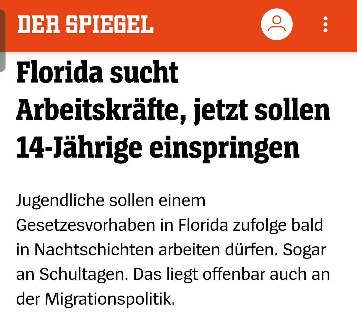 Die Konsequenz von "Ausländer raus"? Zum Beispiel #Kinderarbeit, wie in Florida (Nachtschicht für Kinder ab 14 Jahren). - Aber klar, SPD, Grüne, CDU/CSU, Ihr könnt weiter der AfD hinterherlaufen 🤷

#DieLinke #noafd