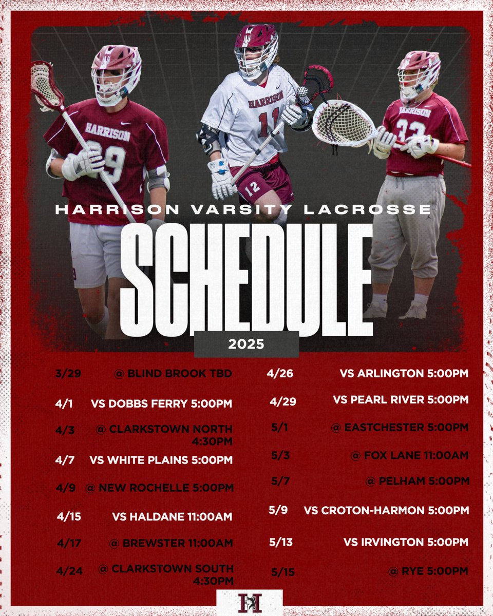HarrisonMLAX's tweet image. Here it is! The 2025 Harrison Lacrosse schedule is set. Mark your calendars and come support the squad this season! #HarrisonLacrosse #GoHuskies