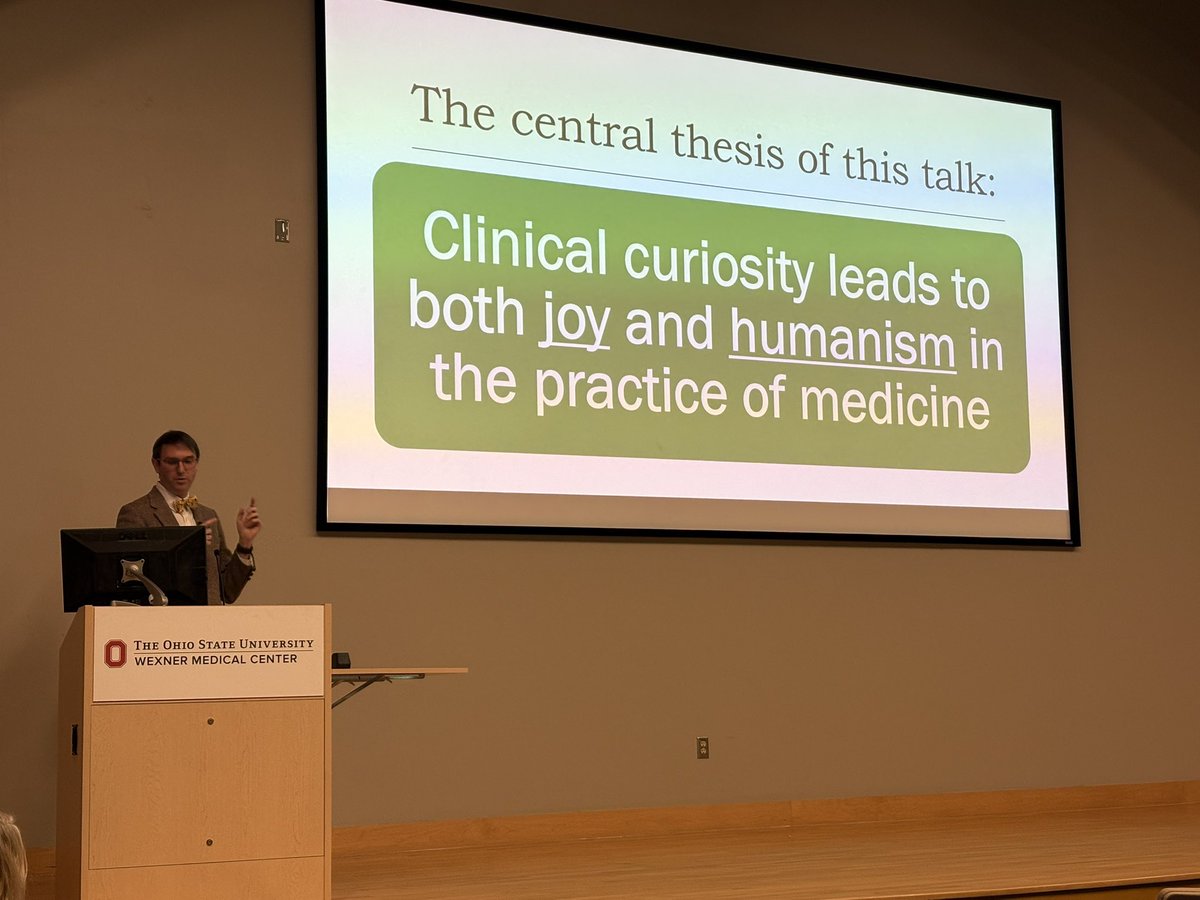 Lynn Fussner (@lynnfussner) on Twitter photo Inspiring IM Grand Rounds presentation from the one and only <a href="/AvrahamCooperMD/">Avraham Z. Cooper, MD 🩺</a> on curiosity, humanism, and joy in medicine
<a href="/OhioStateMed/">The Ohio State University College of Medicine</a> <a href="/OhioStateIMRes/">Ohio State Internal Medicine Residency</a> <a href="/OhioStateDHLRI/">OhioStateDHLRI</a> <a href="/OSUPCCM_Fellows/">Ohio State Pulmonary Critical Care Fellowship</a> <a href="/CuriousClinPod/">The Curious Clinicians</a> Inspiring IM Grand Rounds presentation from the one and only <a href="/AvrahamCooperMD/">Avraham Z. Cooper, MD 🩺</a> on curiosity, humanism, and joy in medicine
<a href="/OhioStateMed/">The Ohio State University College of Medicine</a> <a href="/OhioStateIMRes/">Ohio State Internal Medicine Residency</a> <a href="/OhioStateDHLRI/">OhioStateDHLRI</a> <a href="/OSUPCCM_Fellows/">Ohio State Pulmonary Critical Care Fellowship</a> <a href="/CuriousClinPod/">The Curious Clinicians</a>
