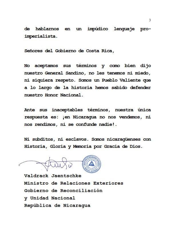 Como nicaragüenses dignos, con historia, gloria y memoria, respaldamos el mensaje de nuestro Gobierno ante el SICA. No aceptamos injerencia ni irrespeto. ¡Nuestra soberanía no se negocia!

《Ni súbditos, ni esclavos. Somos Nicaragüenses.》
#UnidosEnVictorias