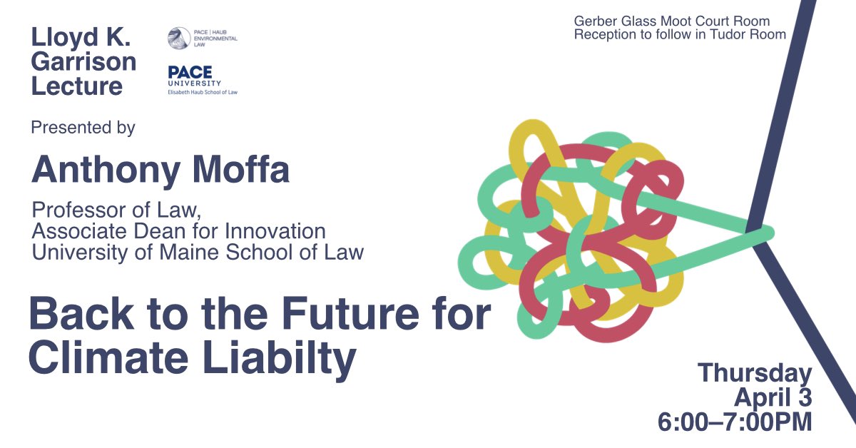 Pace | Haub Environmental Law (@haubenvirolaw) on Twitter photo Join us for the Lloyd K. Garrison Lecture with Professor <a href="/AntMoffa/">Anthony Moffa</a> (<a href="/MaineLaw/">Paul Letourneau</a>): Back to the Future for Climate Liability. Can new state superfund laws hold fossil fuel producers accountable for #climate costs?
4/3/25 | 6:00pm | <a href="/HaubLawatPace/">Elisabeth Haub School of Law at Pace University</a>
Register ā”ļø bit.ly/4krbdXN Join us for the Lloyd K. Garrison Lecture with Professor <a href="/AntMoffa/">Anthony Moffa</a> (<a href="/MaineLaw/">Paul Letourneau</a>): Back to the Future for Climate Liability. Can new state superfund laws hold fossil fuel producers accountable for #climate costs?
4/3/25 | 6:00pm | <a href="/HaubLawatPace/">Elisabeth Haub School of Law at Pace University</a>
Register ā”ļø bit.ly/4krbdXN