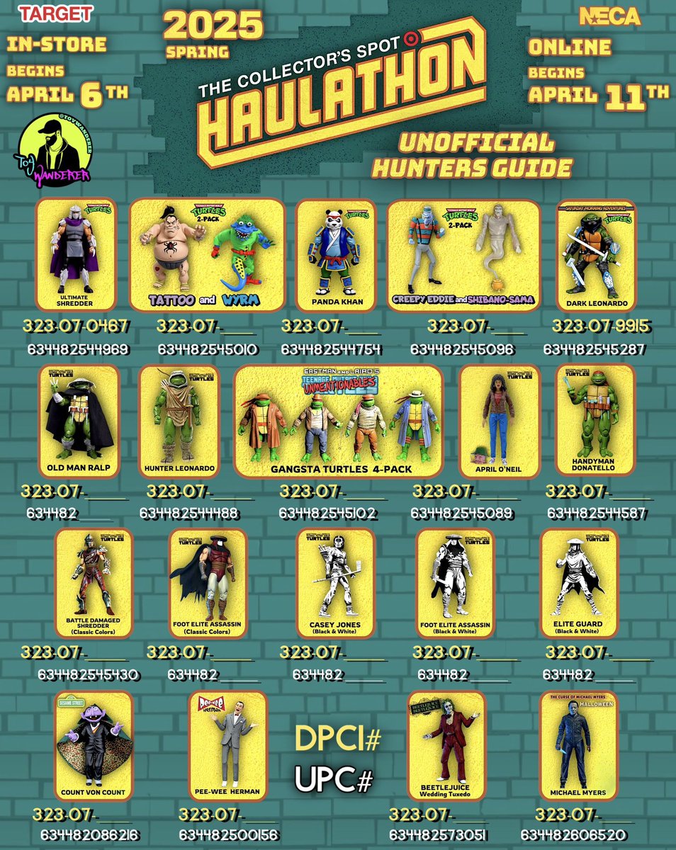Uncle Jerry (@theeunclejerry) on Twitter photo 🗣️ NECA Haulathon 2025!
In store (April 6) and online (April 11).
(Shoutout to <a href="/ToyWanderer/">Toy Wanderer</a> for making the graphic)
Online Links:
Ultimate Shredder: bit.ly/3FHbK8a
TNMT Tattoo & Worm 2 pack: bit.ly/4hZZNYQ
Panda Khan: bit.ly/3Xy35ei
TMNT Creepy 🗣️ NECA Haulathon 2025!
In store (April 6) and online (April 11).
(Shoutout to <a href="/ToyWanderer/">Toy Wanderer</a> for making the graphic)
Online Links:
Ultimate Shredder: bit.ly/3FHbK8a
TNMT Tattoo & Worm 2 pack: bit.ly/4hZZNYQ
Panda Khan: bit.ly/3Xy35ei
TMNT Creepy