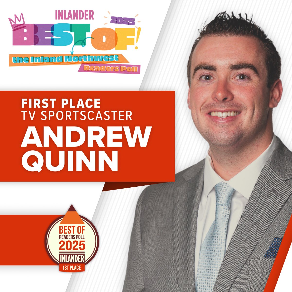 Andrew Quinn (@andrewquinny) on Twitter photo Blessed, honored and humbled to be named <a href="/TheInlander/">The Inlander</a> best TV Sportscaster this year. I am truly grateful to anyone who voted for me. It’s been quite the journey the last 3 and a half years from editor to sports director to this point now.
Inland Northwest you have my ❤️. Blessed, honored and humbled to be named <a href="/TheInlander/">The Inlander</a> best TV Sportscaster this year. I am truly grateful to anyone who voted for me. It’s been quite the journey the last 3 and a half years from editor to sports director to this point now.
Inland Northwest you have my ❤️.