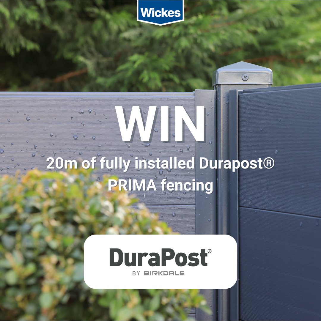 We’re giving you the chance to WIN 20m of fully installed Durapost® PRIMA fencing.

To enter:

1. Follow @wickes 

2. Like this post

3. Tag someone you know who would love this prize

Good luck!