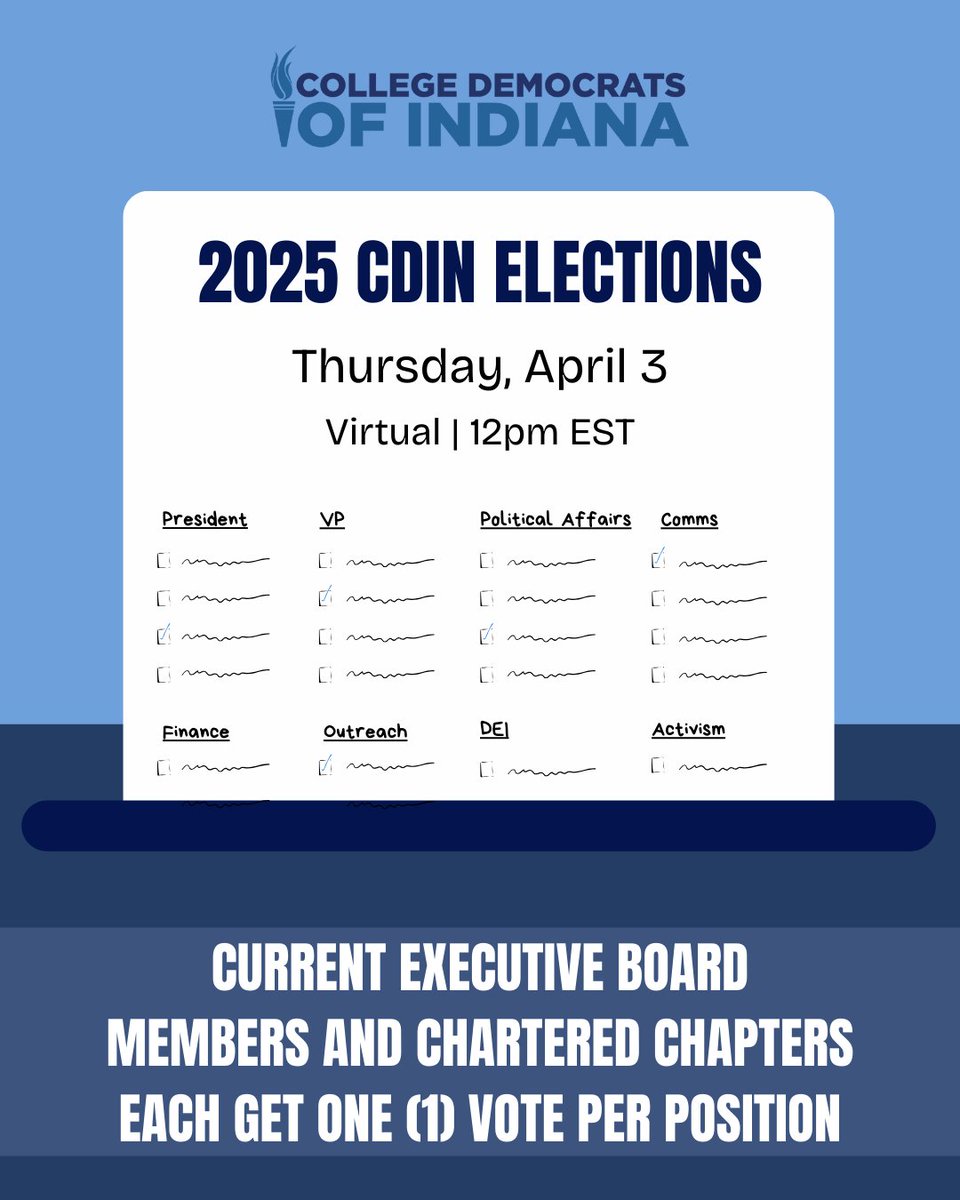 Elections for the 2025-2026 CDIN Executive Board are coming up! Check the description on our Instagram post for more information: instagram.com/p/DHtZwbaNlwE/

As always, please contact us if you have any questions! Deadline to file for the election is tomorrow.