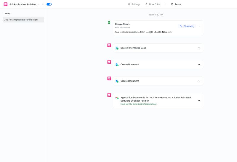rich___bob's tweet photo. I created an assistant who emails me a drafted CV and cover letter whenever I fill out a job application form. Interesting, right? 😁 

AI personal assistants save time and boost efficiency. Try it out using the link below 👇. 
https://t.co/J2BxqBlXnR

#AI #LindyAI #AlxAiSK https://t.co/jaKkUnzuoT