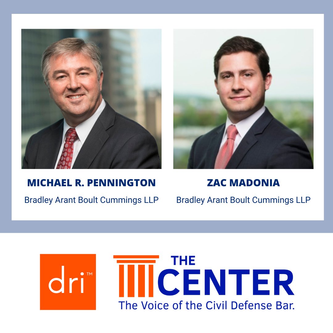 DRIPublicPolicy's tweet image. The Center is pleased that Zac Madonia has accepted an appointment as chair of the Center’s Class Action Task Force, taking the reins from his firm partner, Mike Pennington.
Read more here: bit.ly/4b5J5VS.
#DRICommunity #DRILawyer #DRITheCenter