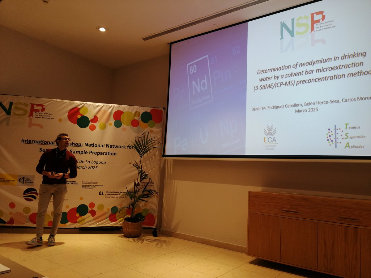 La sesión ha concentrado charlas sobre membranas en distintos formatos y configuraciones. Desde el grupo TSA de la Universidad de Cádiz hemos visto una aplicación de solvent bar para la determinación de Nd