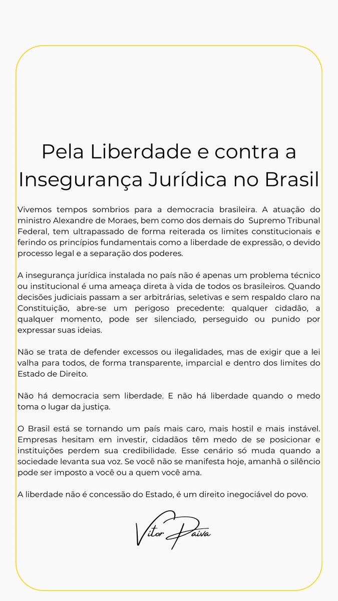 vitorpaiva033's tweet photo. Não abaixaremos nossas cabaças para essa ditadura judicial! 
Estamos com o senhor, capitão @jairbolsonaro  🫡 #stf https://t.co/GWnEwY4AaF