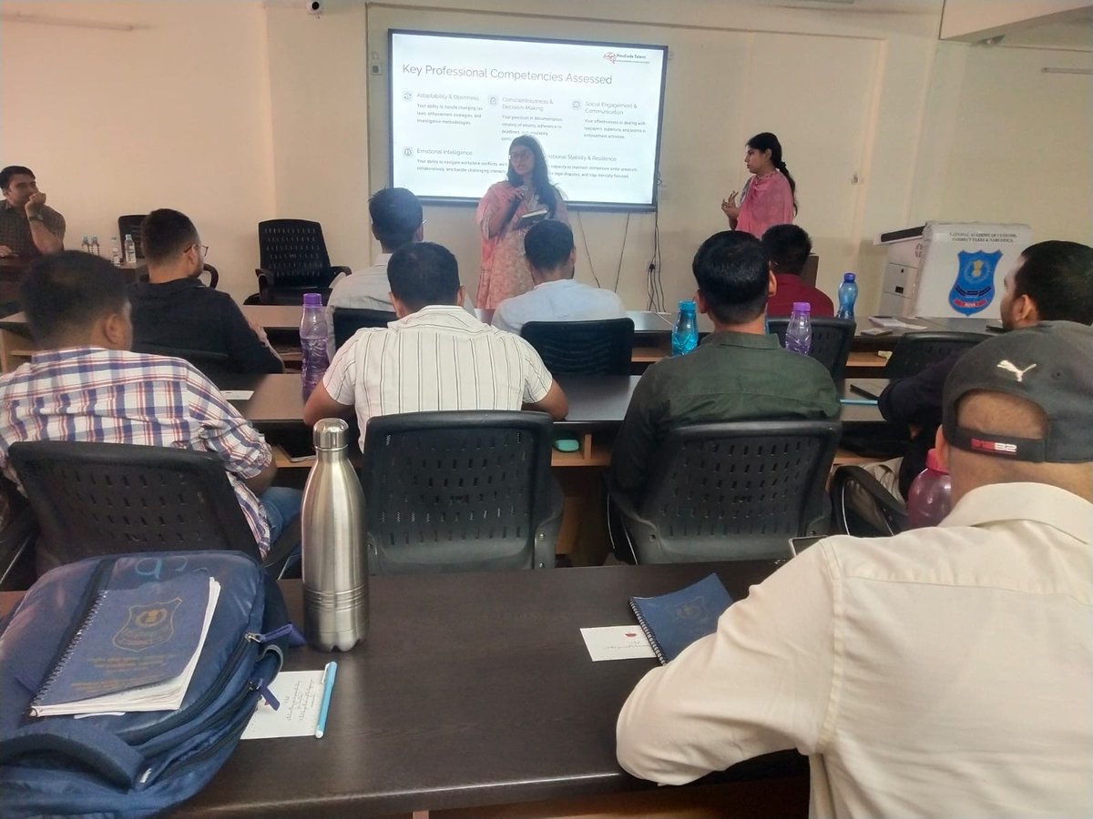 BhopalNacin's tweet image. NACIN ZC Bhopal successfully concluded the first-ever psychometric analysis of trainee officers under 'Constant Learning' with @NeuCodeTalent in 2 phases! After impactful coaching, participants gave a standing ovation. What a journey! #ConstantLearning
