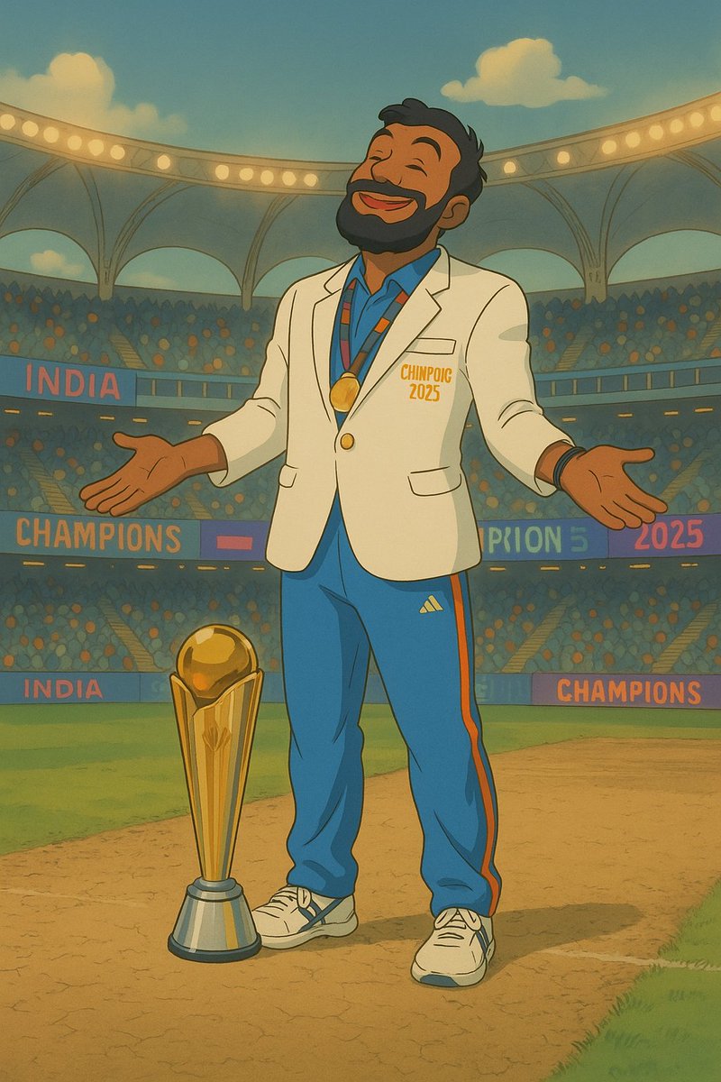 sudeepsriv's tweet image. &quot;Reimagined Indian cricket’s most iconic moments in Studio Ghibli style&quot;

🧵Champions trophy 2025