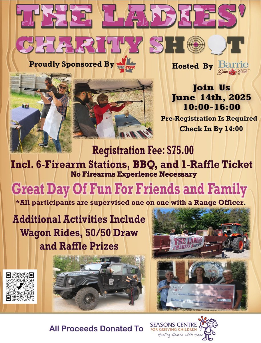 Mark it on your calendars!! Come and enjoy a day of trying firearms in a safe environment all the while raising money for the Seasons Centre for Grieving Children 🇨🇦💕

Registrations are now open.

charityshoot.ca