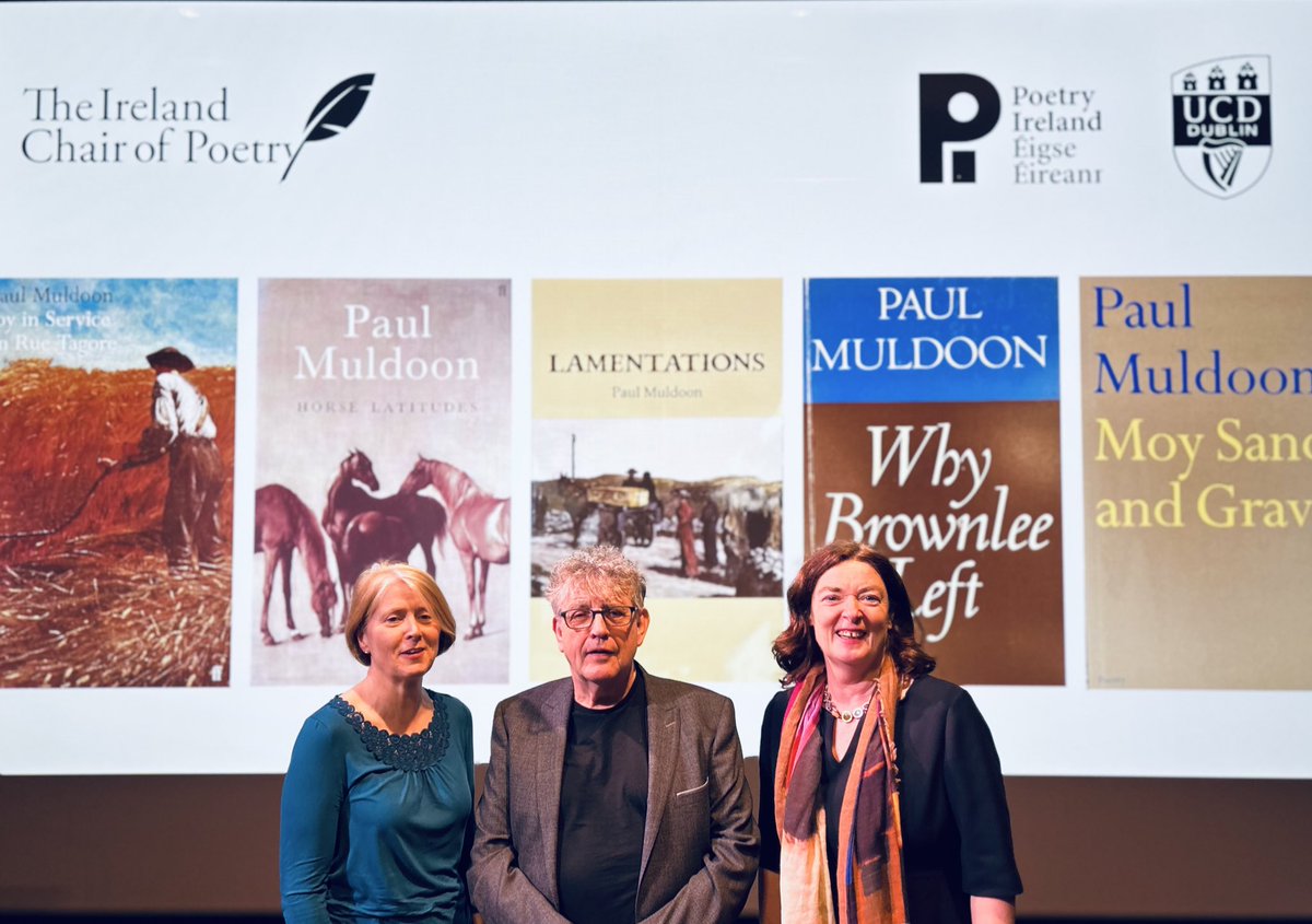 HumanitiesUCD's tweet image. An honour to welcome the Ireland Chair of Poetry Prof. Paul Muldoon into our milieu at the #Trapdoor @ucddublin for ‘Ferriter’s Cove’ @poetryireland with Assoc Prof. Lucy Collins and Prof. Margaret Kelleher @UCD_English