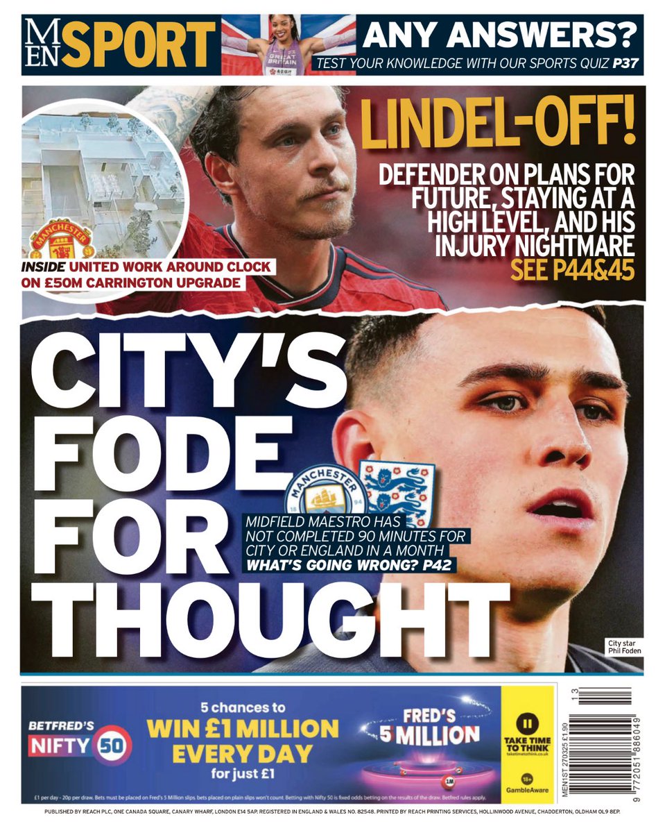 cfbcity_'s tweet photo. Today’s Manchester Evening News front and back page
#frontpagestoday #TomorrowsPapersToday #ukpapers #frontpages #backpages https://t.co/HcbEpp48hx