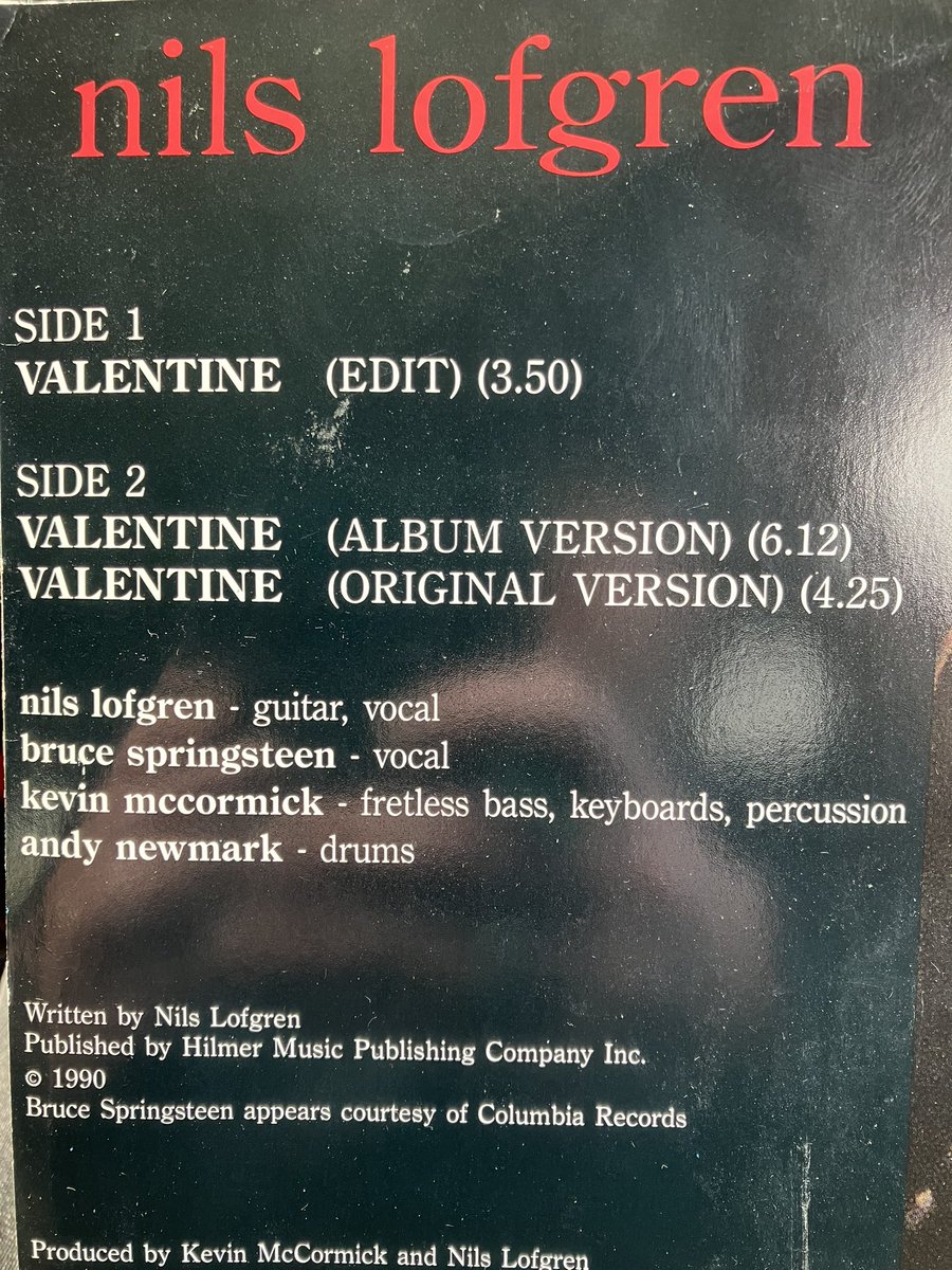 Nice purchase £1-50 <a href="/nilslofgren/">Nils Lofgren</a> 12 inch . 1991. Valentine. With another great singer helping out on vocals <a href="/springsteen/">Bruce Springsteen</a> <a href="/BruceArchives/">Bruce Springsteen Archives</a> #BruceSpringsteen #NilsLofgren