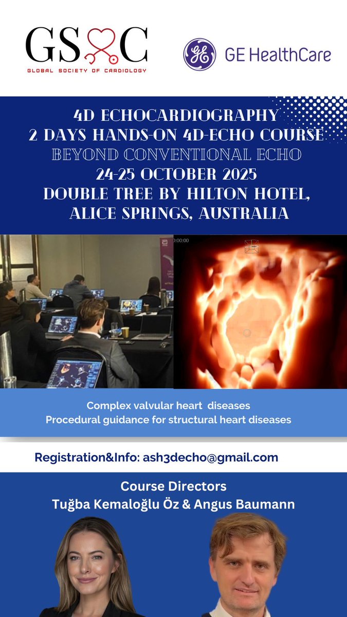 #4DEchoAlice  – Back for Round 2! 

Join us for expert-led, hands-on training in 4Decho, focusing on VHD &amp; structural interventions.

✅ EchoPAC-equipped laptops
✅ Advanced imaging &amp; analysis
✅ Limited spots – register now!

🏜️ Learn, connect &amp;explore Alice Springs!  #echofirst
