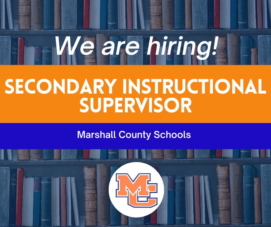 Now hiring for Secondary Instructional Supervisor.  Apply today!  marshallky.schoolspring.com/?jobid=5005814