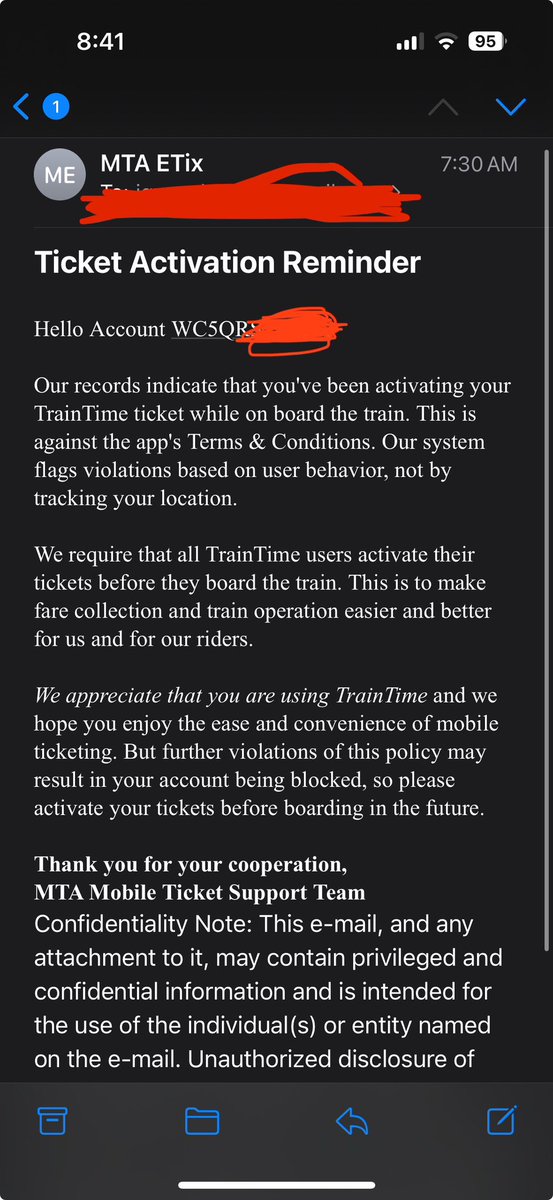 Jackkiev's tweet photo. Is this a real email @LIRR b.c this is absolute bullshit. I have things to do in the morning, I’m not worrying about activating my ticket prior to my train ride. I’m too busy to think about that. Plus I’m buying a ticket and showing it to the conductor. This shouldn’t be an issue https://t.co/jxuYwYJBBv