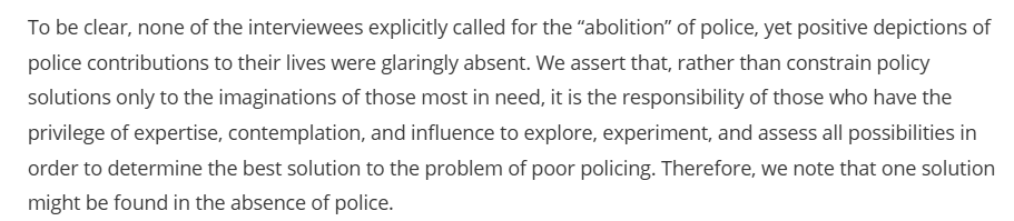 Today in academia, from the pages of a flagship journal: If your qualitative sample doesn't hold your abolitionist beliefs, it is up to you, the academic expert, to determine the best solution for them.