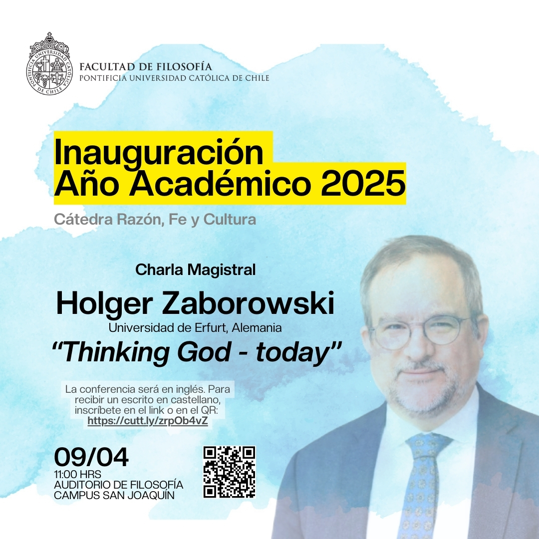 ¡Participa en la Inauguración del Año Académico 2025!  
El evento es con entrada liberada. La conferencia será dictada en inglés. Si deseas recibir el texto en castellano, inscríbete en el link (cutt.ly/zrpOb4vZ) o en el QR. Inscripciones hasta el lunes 7/04 a las 18hrs.