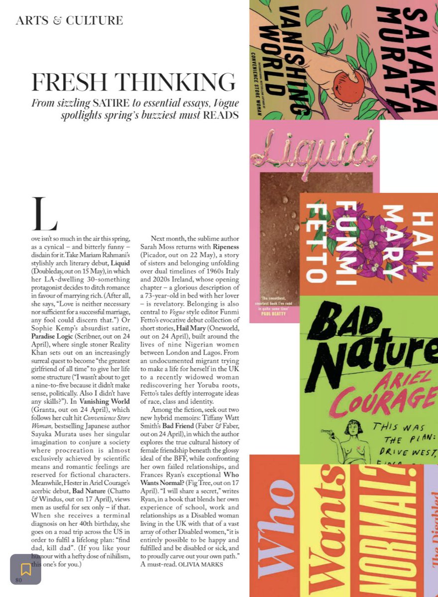 Izzie (@izzieghaffari) on Twitter photo Sliiightly obsessed with this gorge spread of spring novels in <a href="/BritishVogue/">British Vogue</a>, including the 'bitterly funny' + 'stylishly arch' debut LIQUID by Mariam Rahmani 💦
Publishing pals, let me know if you'd like a copy - quotes from Paul Beatty, Bryan Washington, The Atlantic and more! Sliiightly obsessed with this gorge spread of spring novels in <a href="/BritishVogue/">British Vogue</a>, including the 'bitterly funny' + 'stylishly arch' debut LIQUID by Mariam Rahmani 💦
Publishing pals, let me know if you'd like a copy - quotes from Paul Beatty, Bryan Washington, The Atlantic and more!