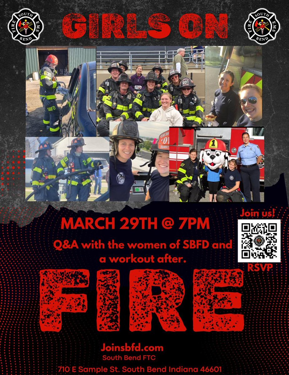 THIS SATURDAY: A great opportunity for women interested in applying! Join us at the FTC for Girls On Fire. The event starts at 7:00 PM. There will be a Q&amp;A session, followed by a workout led by our incredible ladies, designed to prepare you for the CPAT. Scan the QR Code to RSVP!