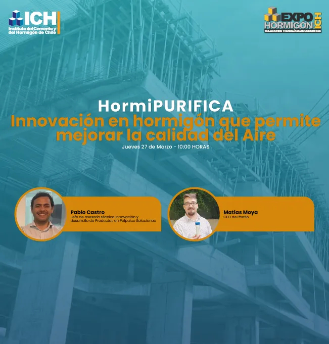 [Webinar ICH] ¡Faltan sólo 10 MINUTOS para que comience la TRANSMISIÓN EN VIVO del webinar "HormiPURIFICA: Innovación en hormigón que permite mejorar la calidad del Aire", con la participación de Pablo Castro V., jefe en Asesoría Técnica, Innovación y Desarrollo en #Polpaico