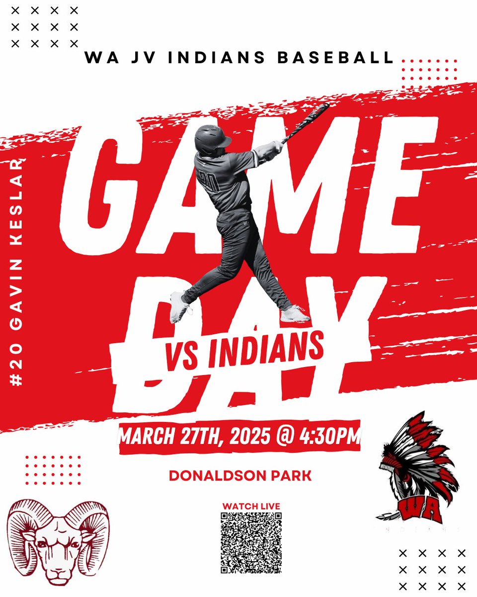 Two Games on the schedule today.

Varsity travels to Riverside to battle the Rams @ 4pm.

JV is home vs Riverside @ 4:30

Scan the QR code for our livestreams. 

Big Shout out to Emma Sorensen for the graphics.