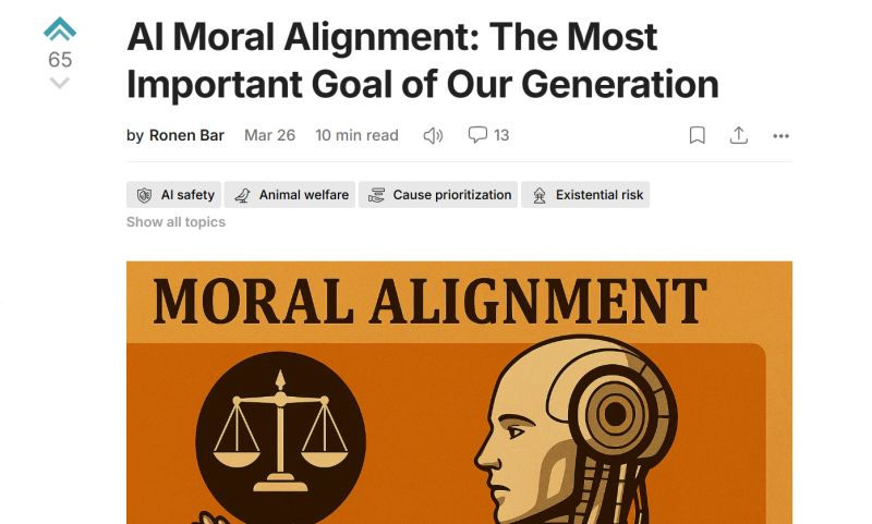 bar_ronen's tweet photo. I think Moral Alignment is the most important goal of our generation. 
Link in the first comment. https://t.co/Wg0ZKZuFeO