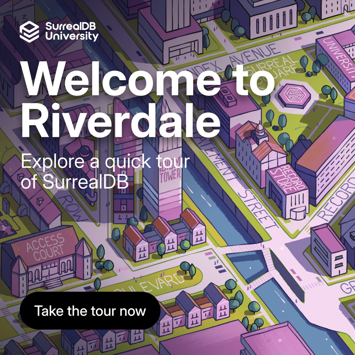 Still getting up to speed with the powerful features of our multi-model database? We’ve got you covered! Take a fun, scenic tour through the fictional city of Riverdale and learn SurrealDB the easy way. Ready to explore? 🔗 sdb.li/3QNDxpR