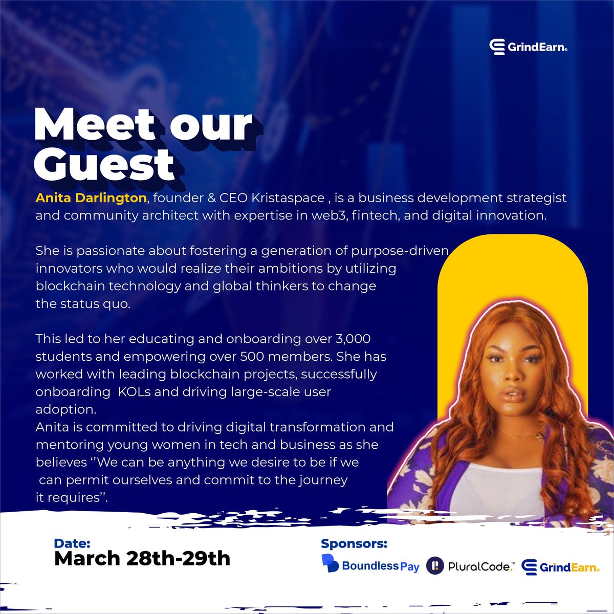 Swipe To Meet our speakers!🎙️

<a href="/anita_darlingto/">The People’s Manager</a> – A Web3 &amp; fintech expert  
Macaulay Temitope – A Frontend Developer  

Join us for 'Crypto, Codes, and Confidence' bootcamp! 2-days only🚀  

📅 March 28-29  
👉 (Link in bio to register)

#WomenInTech #Web3 #Coding #Confidence
