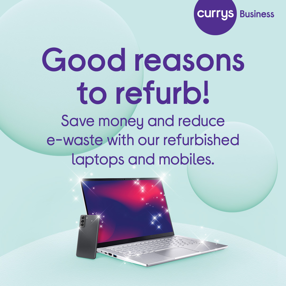 Save Money &amp; Save the Planet with Our Refurbished Tech! 🌍

✅ A wide range of mobiles and laptops 
✅ Expertly restored and fully tested 
✅ 12-month guarantee included

#LongLiveYourTech #BusinessSolutions #SMEs #SustainableTech #CurrysBusiness