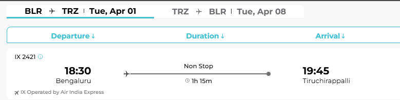 TNAviation_'s tweet photo. Air India Express to launch Bengaluru - Trichy WEF 1st April 2025.  

Timings:

TRZ - BLR / 0630 - 0745 / IX2420
BLR - TRZ / 1830 - 1945 / IX2421 

 To be Operated 1x Weekly on Tuesdays, Subject to Schedule

#Trichy #bengaluru #TRZ #BLR https://t.co/HHcOORMCRb