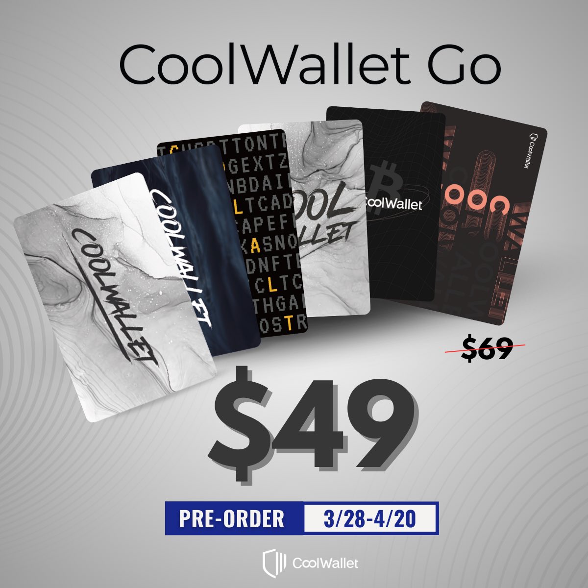 coolwallet's tweet photo. ⚡ CoolWallet Go Pre-Order Starts Now! ⚡
Get it for just $49 (originally $69) – limited time only!
The world’s first hardware wallet with an optional Lifetime Warranty is here!
One-time purchase, lifetime protection 😍
Not just securing your assets — it’s securing your future 🌍

6 card designs
Add Lifetime Warranty for just $39 at checkout! 🔥🔥🔥
(Standard warranty covers 2 years)

Early birds ：Mar 28 – Apr 20😚
🚚Shipping starts mid-May 🙌🏻

Order now → https://t.co/tYoIwcf37f

#CoolWalletGo #ColdWallet #LifetimeWarranty #CryptoAssets #Web3Security #CryptoWallet #LimitedDeal #SelfCustody #bitcoinwallet