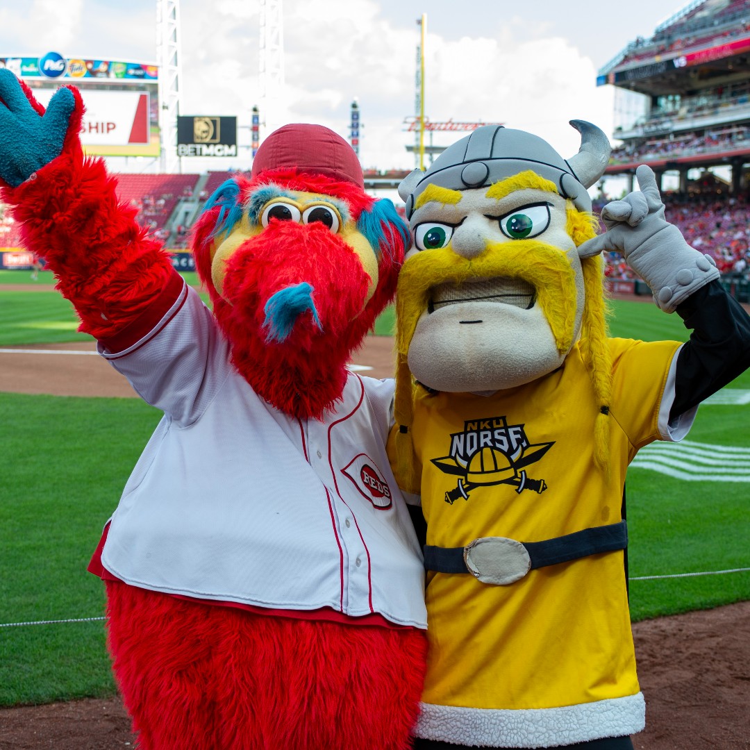 It’s time for <a href="/Reds/">Cincinnati Reds</a> baseball! ⚾❤️

Minutes from NKU, Reds fans from all over the world will partake in the Reds Opening Day celebrations. Keep an eye out for NKU in the Reds Opening Day Parade today!

Victor and Gapper are all set for the first pitch!

#NorseUp #ATOBTTR