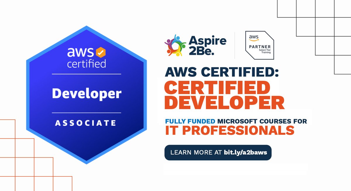 Aspire2Be's tweet image. 🚀 Become an AWS Certified Developer – Associate! 💻
🧑💻 Perfect for developers, software engineers & anyone looking to enhance their cloud development skills.
👀 Learn more @ hubs.la/Q0399jD60
#AWSCertified #CloudDevelopment #AWSDeveloper #DigitalSkills