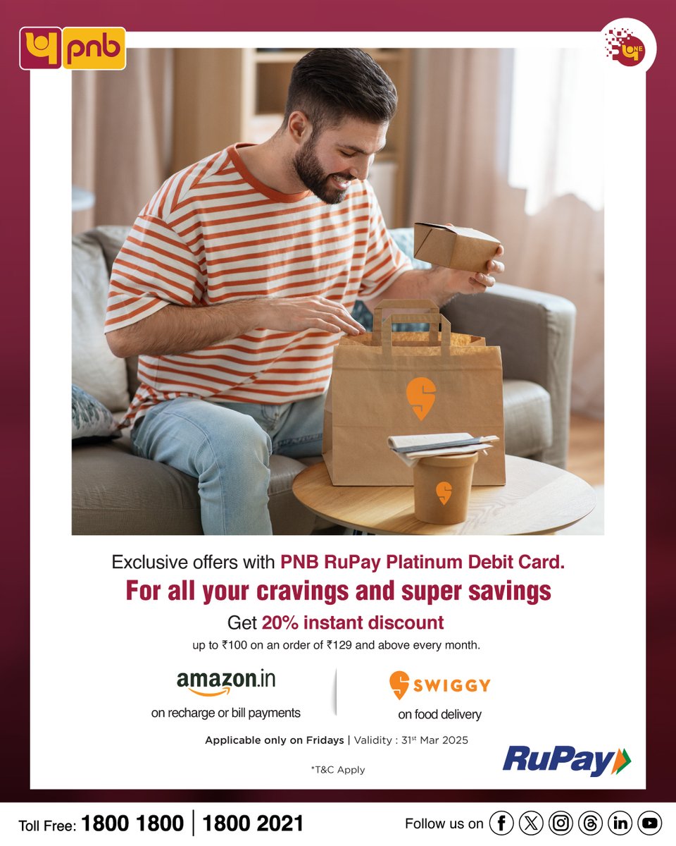 pnbindia's tweet image. Fulfill your winter cravings with the PNB RuPay Platinum Debit Card!

To find out more, visit pnbindia.in/card-index.html

@RuPay_npci 

#RuPay #DebitCard #Craving #Swiggy #PNB #Offers