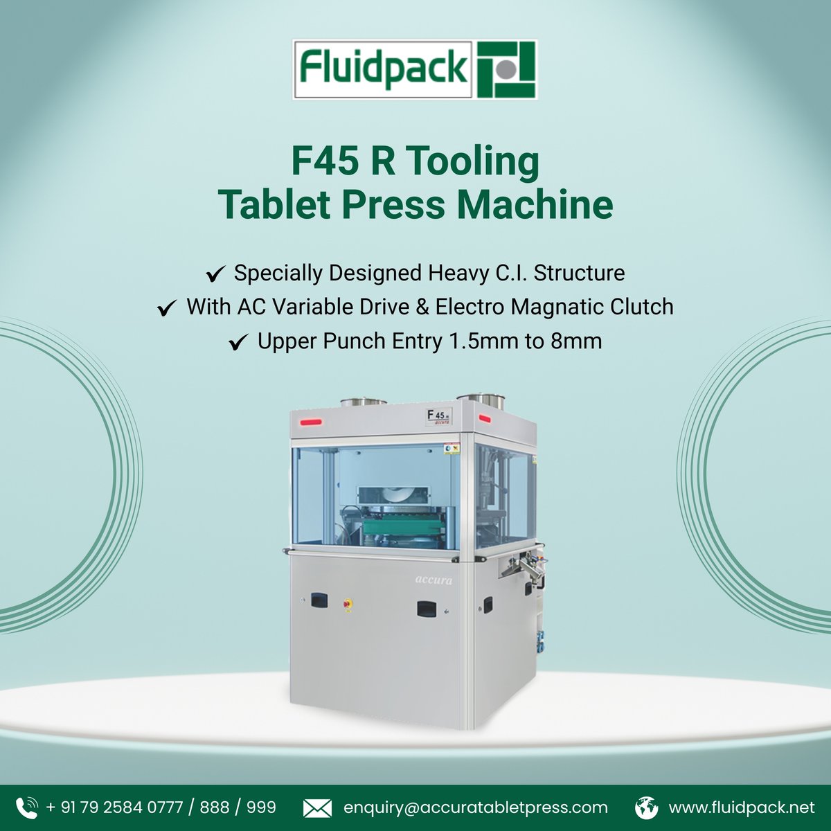fluidpack1's tweet photo. The F45 R Tooling Tablet Press Machine offers robust strength, precision, and versatility for efficient pharmaceutical tablet production.
visit- https://t.co/bmB6KF0RBj
#FluidPack #TabletPressMachine #TabletPressTooling #TabletCompressionMachine #pharmaceuticalindustry https://t.co/6gXywJ82vN