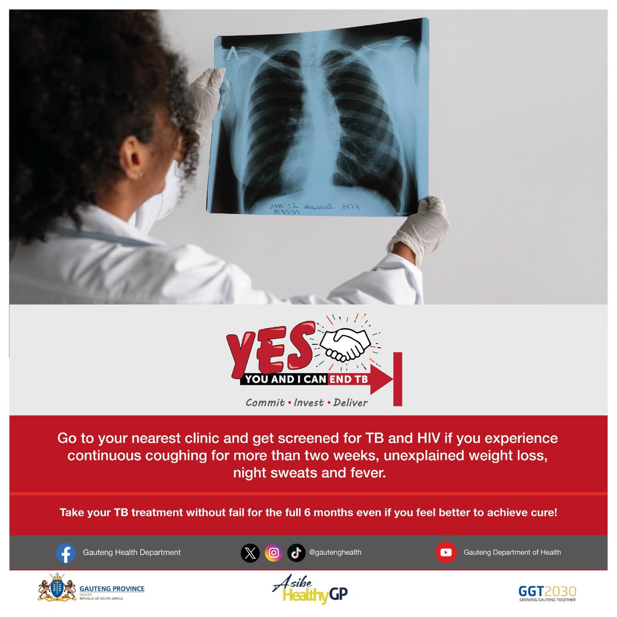 Get screened/tested for tuberculosis (TB) and adhere to treatment as the disease is curable # #EndTBCampaign #EndTBToday