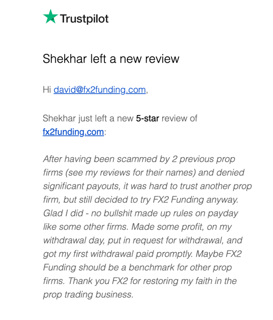 This just in 10 minutes ago. It seems to me that we at <a href="/fx2funding/">FX2 Funding</a> are a safehaven for the wounded. This really warms my ❤️.
