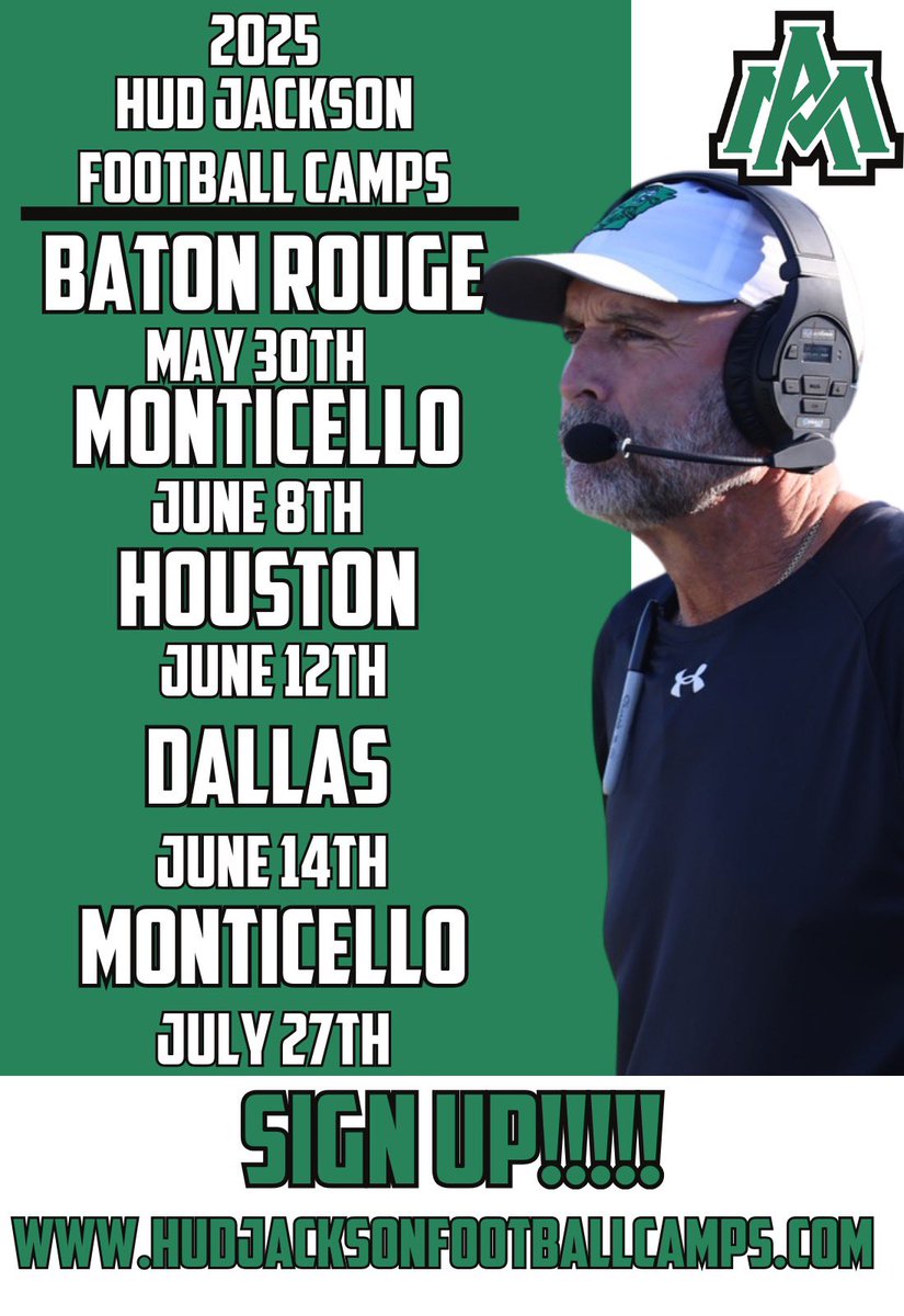 ‼️2026 Recruits Camp SZN is right around the corner! ‼️

Come compete and be evaluated. 
Sign up below ⬇️ 

hudjacksonfootballcamps.com

#RaiseTheBar #COMPETE