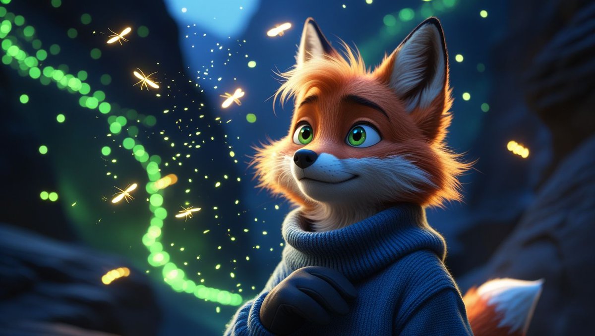 KitFoxCartoon's tweet photo. The little creature blinked and then—before Kit’s very eyes—it floated up into the air! More glowing rocks around the canyon began to flicker and shift. From the walls, more fossilized creatures started awakening. https://t.co/WWM6bmm9Ic