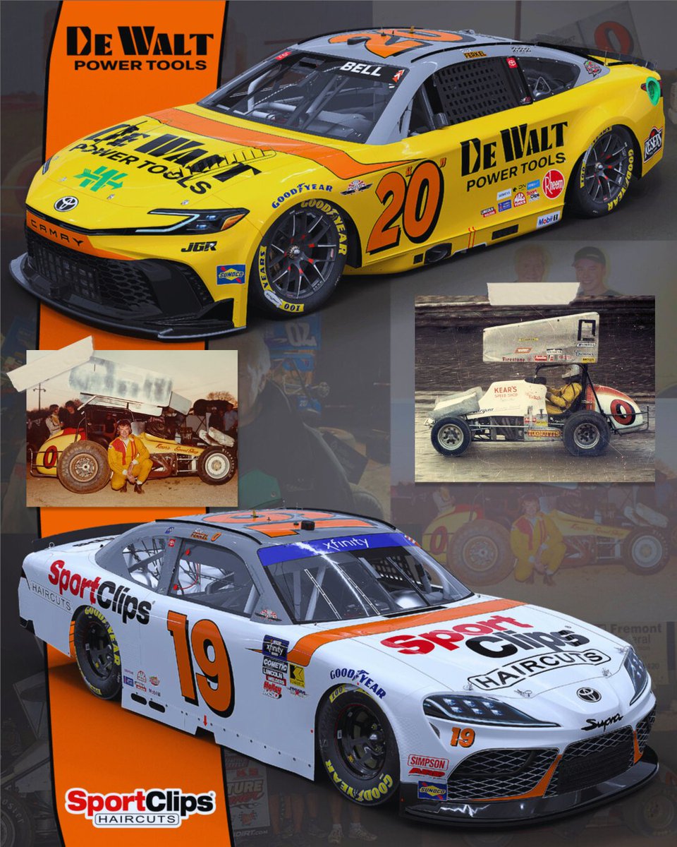 Joe Gibbs Racing (@joegibbsracing) on Twitter photo Christopher Bell will celebrate Throwback Weekend at Darlington Raceway by honoring his racing mentor, Rick Ferkel, with a pair of throwback schemes designed to replicate Rick’s most recognizable car designs from his racing career.
<a href="/CBellRacing/">Christopher Bell</a> <a href="/DEWALTtough/">DEWALT</a> <a href="/SportClips/">Sport Clips Haircuts</a> Christopher Bell will celebrate Throwback Weekend at Darlington Raceway by honoring his racing mentor, Rick Ferkel, with a pair of throwback schemes designed to replicate Rick’s most recognizable car designs from his racing career.
<a href="/CBellRacing/">Christopher Bell</a> <a href="/DEWALTtough/">DEWALT</a> <a href="/SportClips/">Sport Clips Haircuts</a>