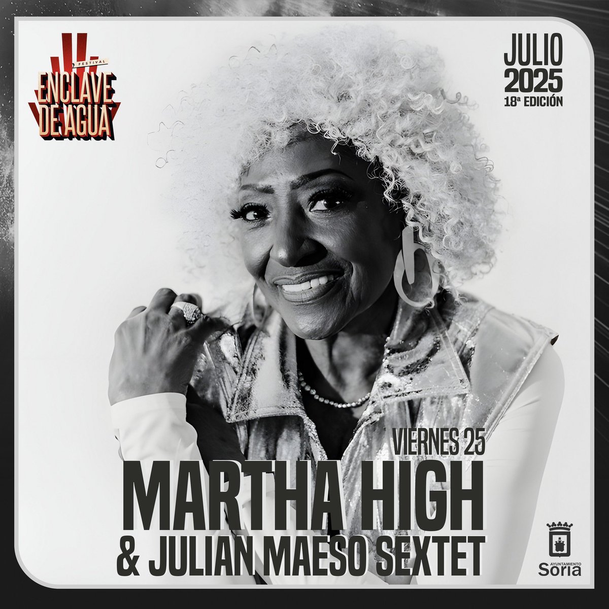 Si #JamesBrown fue el rey del #funk , la gran #marthahigh es la indiscutible reina del #funk y tendremos el gran honor de recibirla en #soria sobre el escenario principal de <a href="/EnclavedeAgua/">Festival Enclave de Agua</a>  <a href="/Ayto_Soria/">Ayuntamiento de Soria</a>