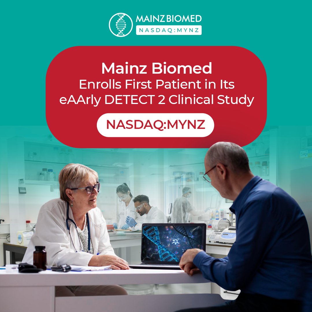 Mainz Biomed enrolls the first patient in its eAArly DETECT 2 study.

🔬 2,000+ average-risk patients

✅ Validates previous results

🛡️ Aims to shift from CRC screening to prevention

🇺🇸 Supports future U.S. programs

📅 Top-line results expected Q4 2025

Learn more: